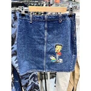 Vintage 1985 Betty Boop and Friends High Waist Denim Mini Skirt Size 9/10